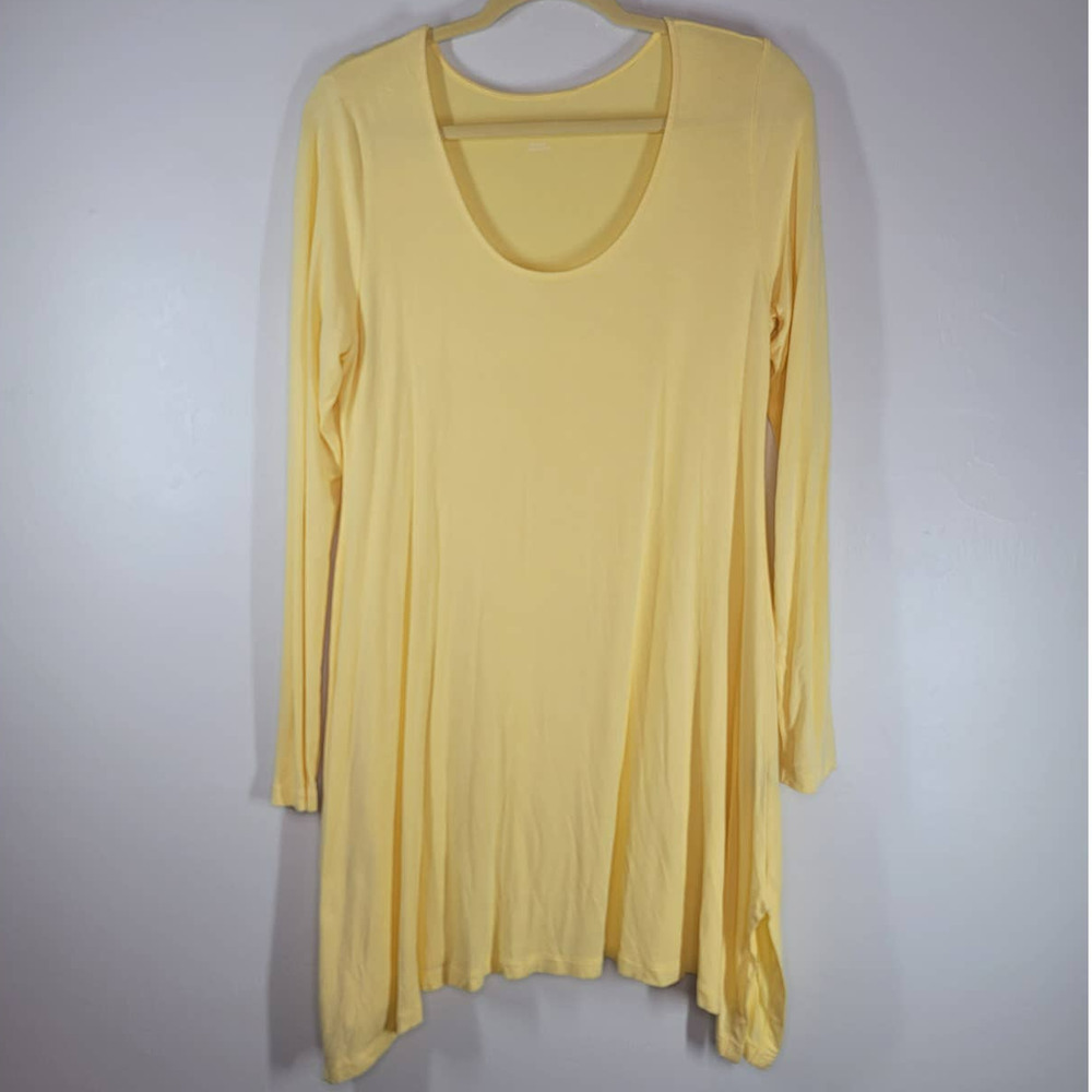 Soft Surrounding Time Scoop Long Sleeve Handkerchief Hem Tunic Top Yellow Size M